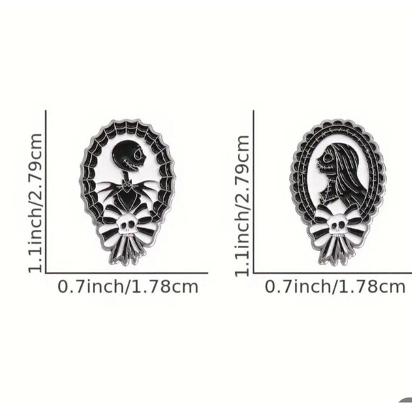 Nightmare‎ Before Christmas Jack and Sally enamel pin set - Picture 2 of 3